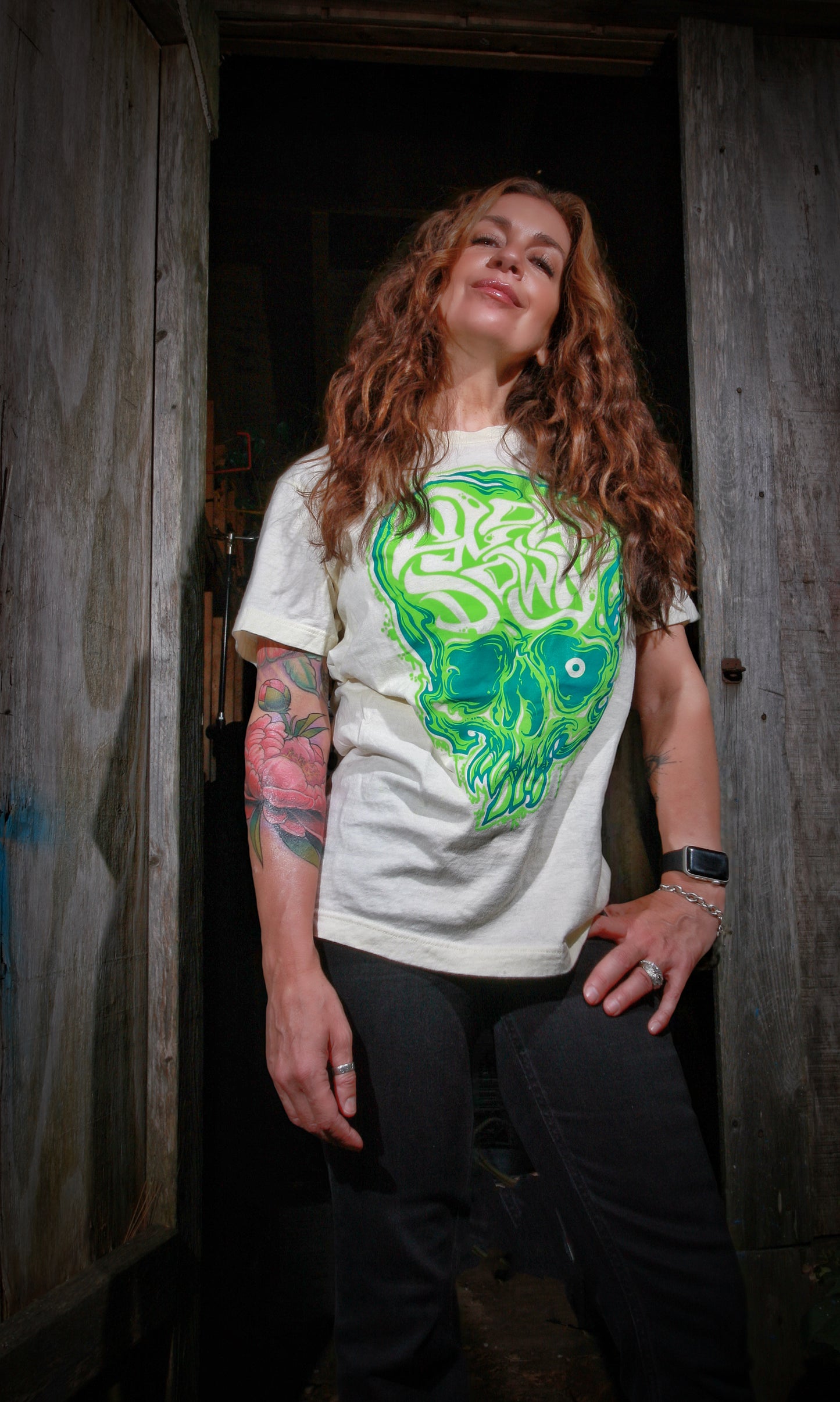 Green And Turq Skull tee