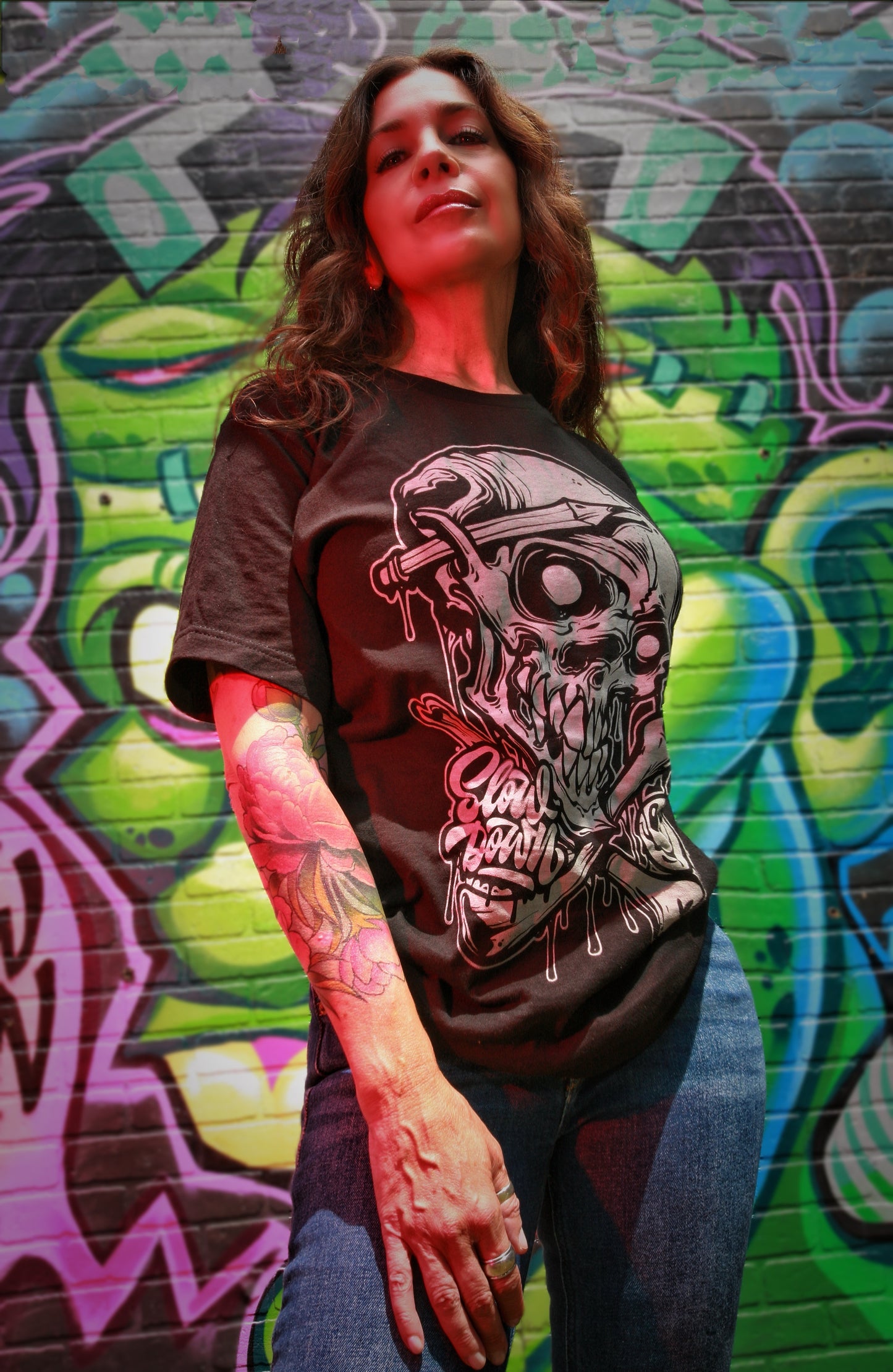 Grey creative skull tee
