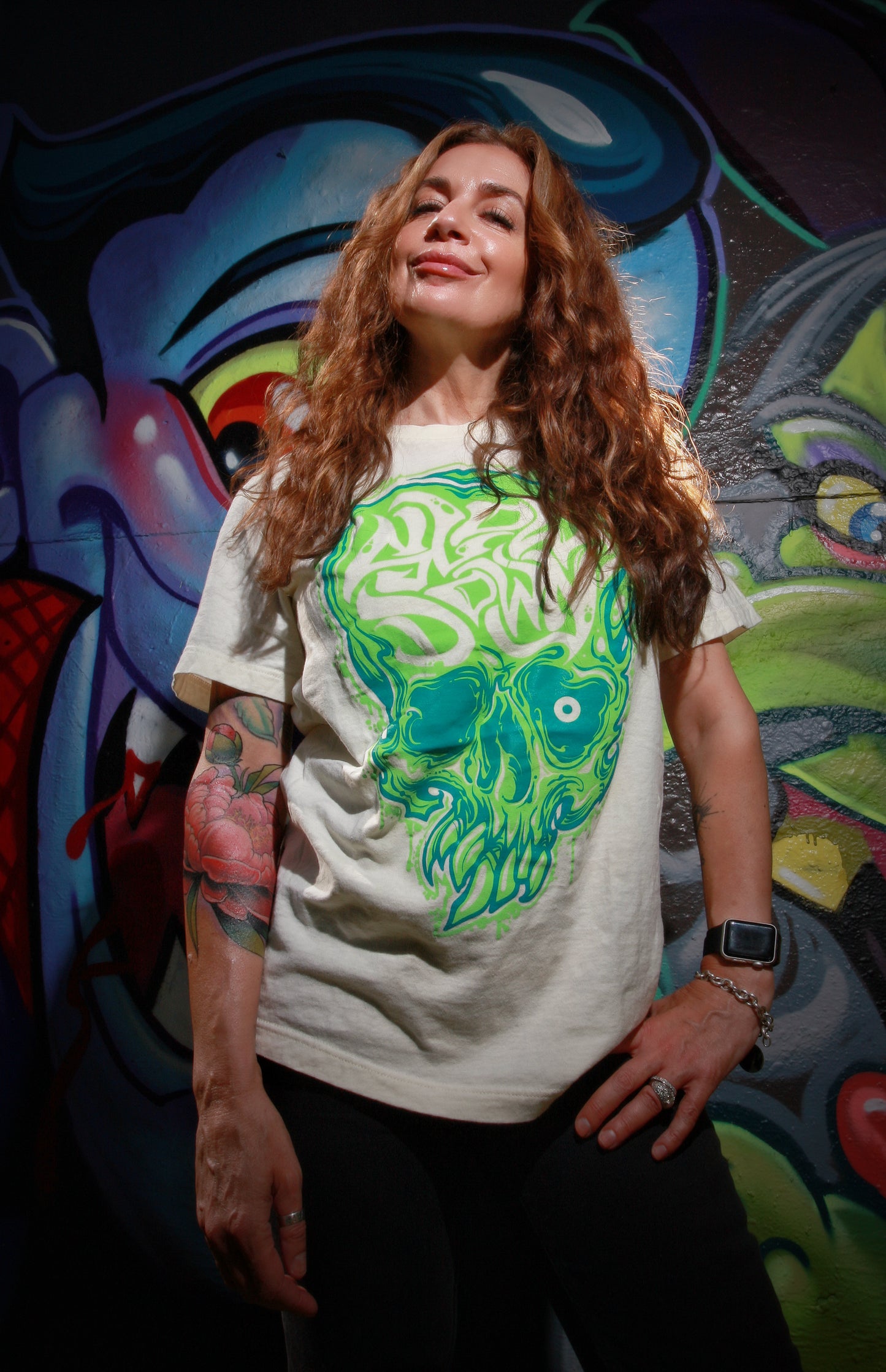 Green And Turq Skull tee