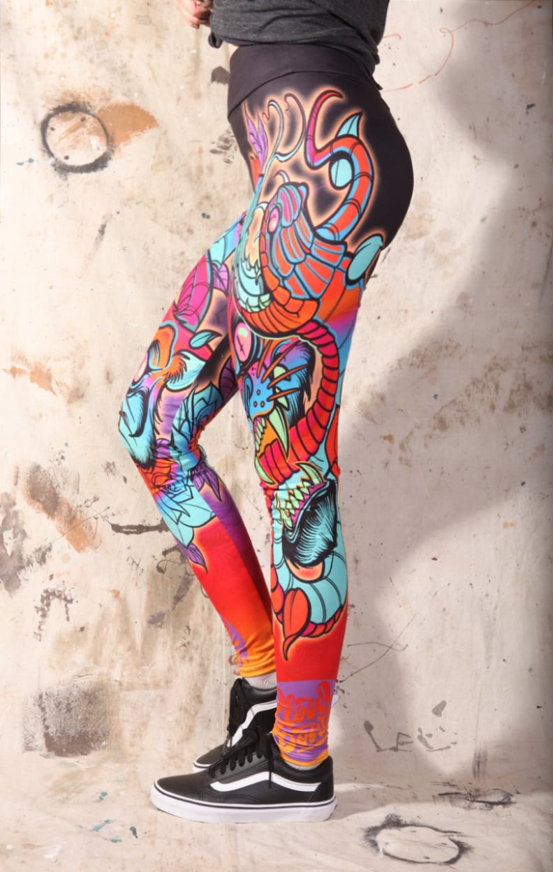 Slowdown Crazy Panther Snake and Roses Leggings