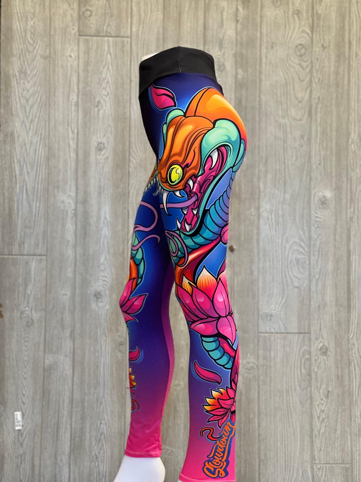 Crazy Bright Orange Snake Leggings