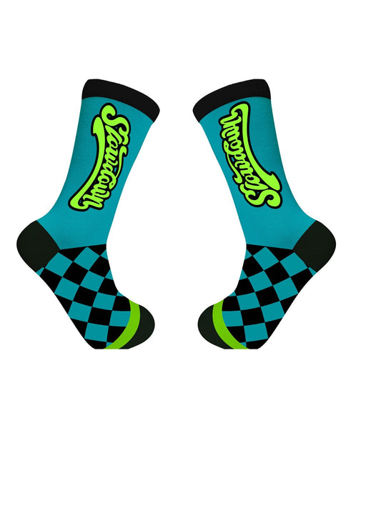 Slowdown checked socks turquoise 
