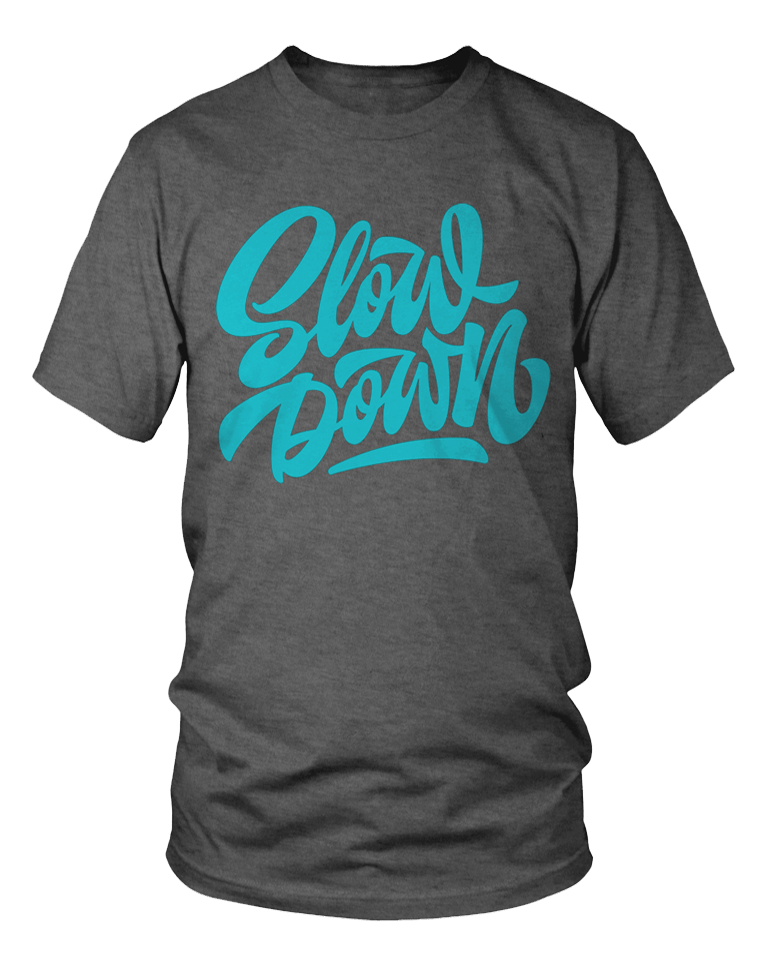 Slowdown Logo Tee in Charcoal and Blue